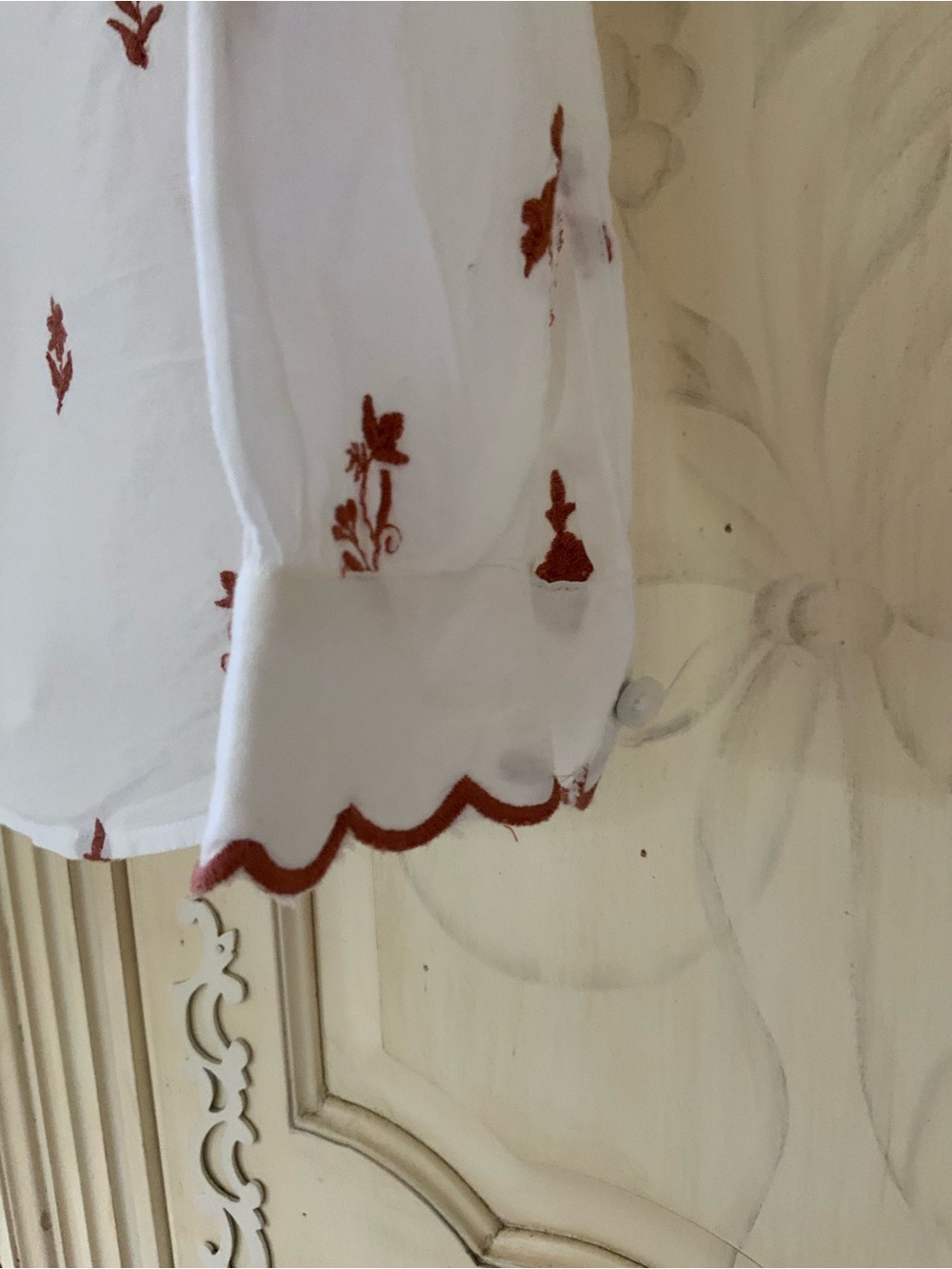 Talbots Floral Embroidered Ruffle-Trim Blouse - Picture 5 of 12